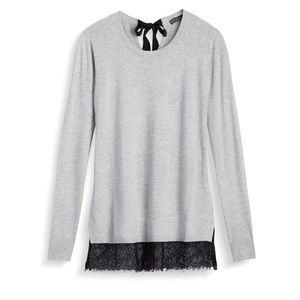 Brixon Ivy Tatum Bow Back Lace Hem Pullover